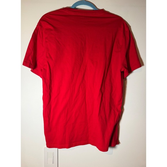 Guess Los Angeles Mens Red Graphic T-Shirt Puff Print Logo Size L M74G13K8IV0 - Picture 2 of 4